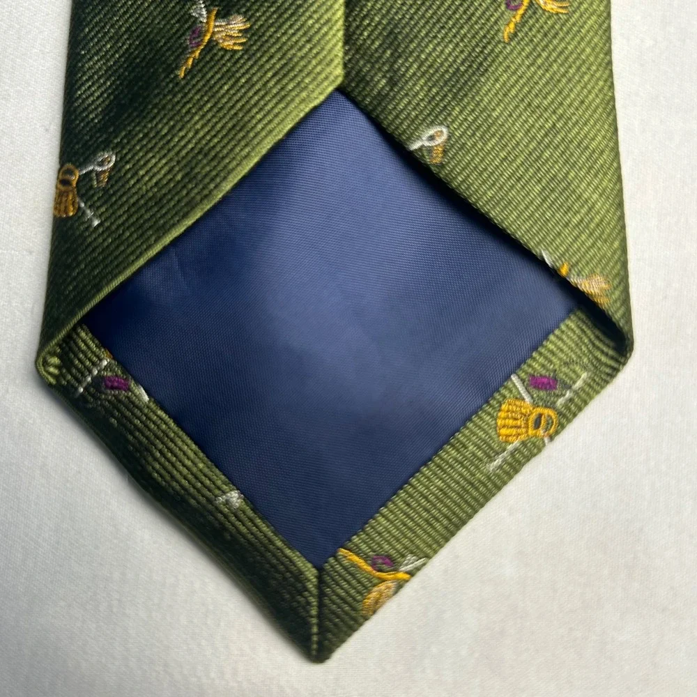 Martin Dingman Countrywear Tie Silk Fly Fishing Lures Creel Green Made USA